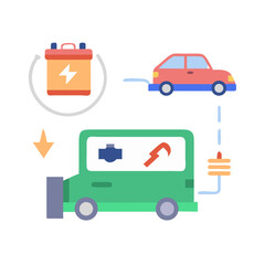 Electric vehicle charging station illustration clean cutout design
