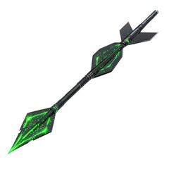A Sleek Carbon Fiber Arrow with Glowing Green Data Isolated on Transparent Background