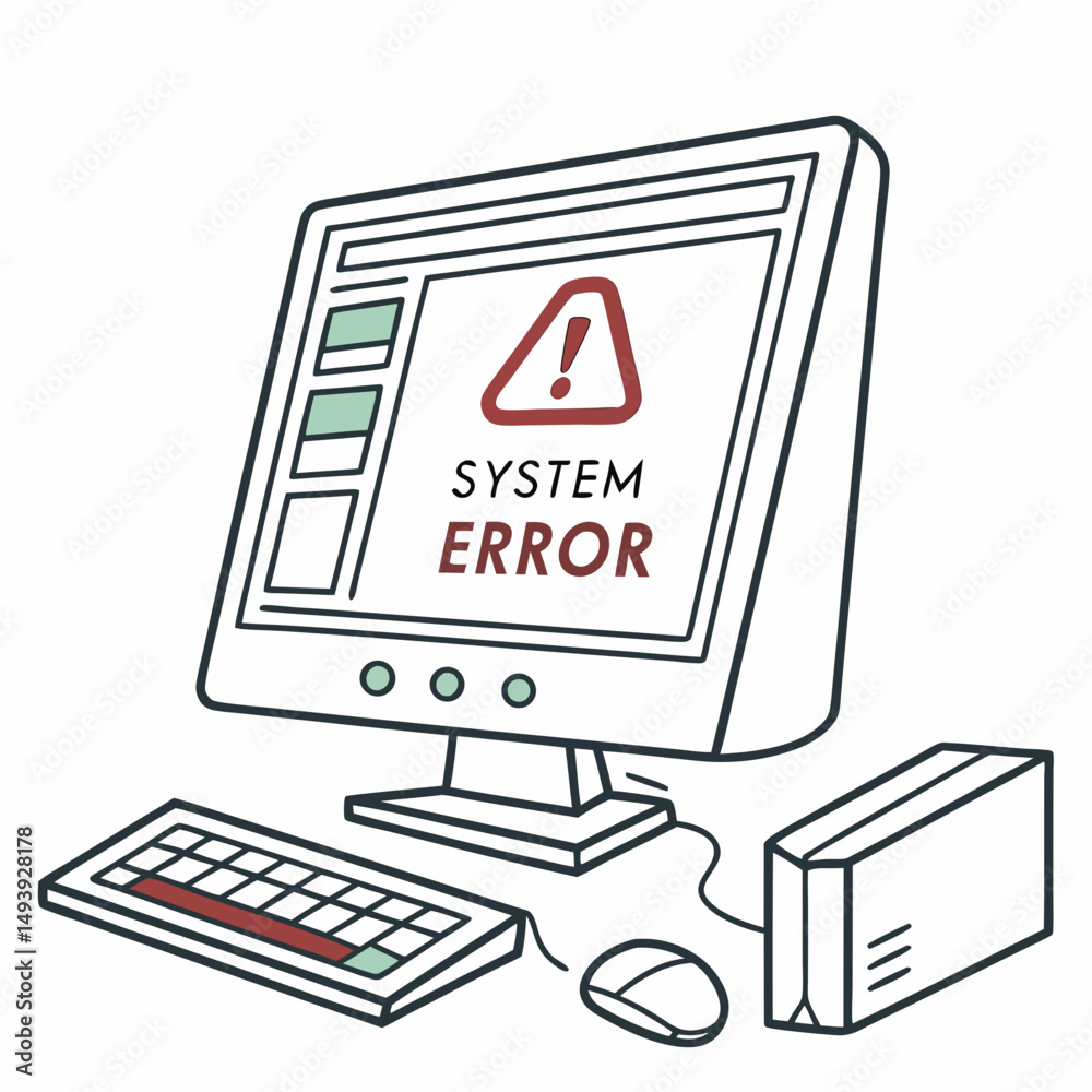 Poster computer system error message desktop pc keyboard mouse