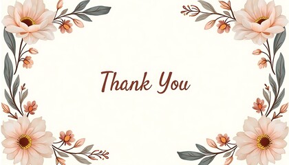 Floral Thank You Card with Elegant Flower Border Design