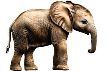 Fototapeta premium Young elephant calf isolated, cutout transparent