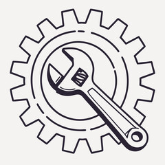 Wrench and gear icon mechanical engineering maintenance repair