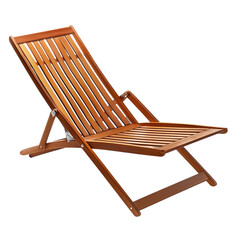 Contemporary Reclining Wooden Beach Chair Isolated on Transparent Background