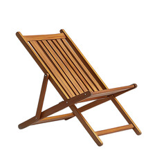 Minimalist Foldable Wooden Beach Chair with a Sleek Isolated on Transparent Background