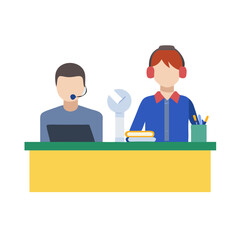 Professional tech support team illustration with transparent background
