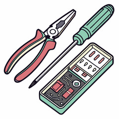 Repair tools kit pliers screwdriver electronics components