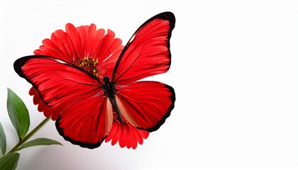beautiful red butterfly on white background