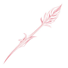 Artistic Arrow with Expressive Curves in Dusty Rose Isolated on Transparent Background