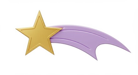 Obraz premium Colorful Comet with a Golden Star and Lavender Tail Illustration