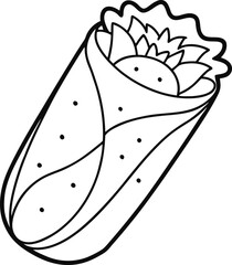 Burrito outline icon on transparent background 
