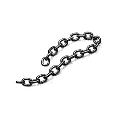 Black metal chain with interlocking links, showcasing a simple industrial design