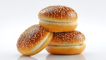 Delicious Sesame Seed Buns Stacked High Ready for Burgers