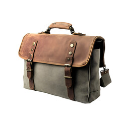 Classic Canvas Bag with Robust Construction and Cla Isolated on Transparent Background