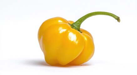Fresh Yellow Bell Pepper Isolated on White Background Vibrant Color Vegetable Image