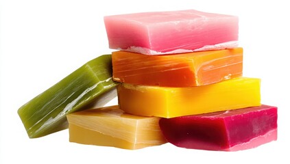 Colorful Handmade Soap Bars Stacked High a Vibrant Collection of Aromatic Soaps