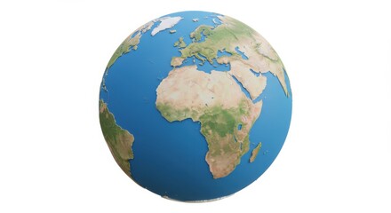 Fototapeta premium Global planet earth showing continents and oceans from space perspective with realistic textures and colors