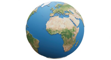 Realistic Earth globe illustrating continents and oceans with detailed geographical features