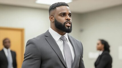 Portrait of a Confident Man in a Grey Suit