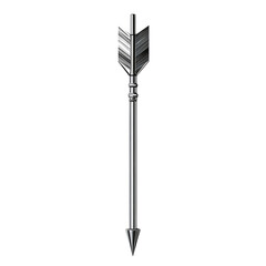 Sleek Arrow with Refined Finish in Bright Silver Isolated on Transparent Background