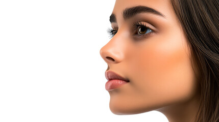 Woman's facial profile featuring eye detail, cut out transparent