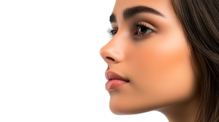 Woman's facial profile featuring eye detail, cut out transparent