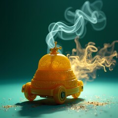Yellow Incense Burner with Smoke
