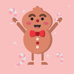 Cute happy christmas gingerbread character Vector