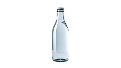 Clear glass bottle of water against black background for beverage advertising