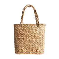 Chic Straw Tote Bag with a Delicate Woven Finish Isolated on Transparent Background
