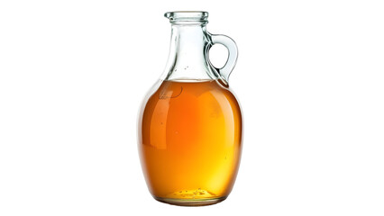Glass pitcher filled with golden amber liquid