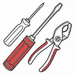 Professional tools set isolated on white background