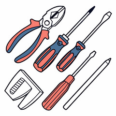 Assorted hand tools repair kit illustration