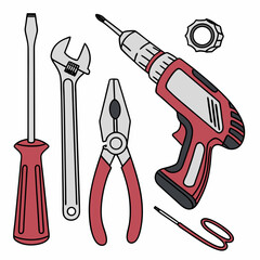 Professional tool set illustration isolated on white