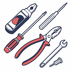Essential hand tools collection repair kit illustration