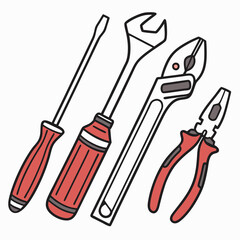 Professional tool set illustration isolated on white background