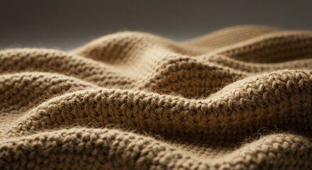 Beige Knit Fabric Texture Close-Up