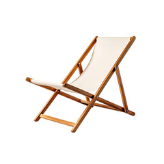 Minimalist Reclining Wooden Beach Chair with a Comp Isolated on Transparent Background