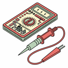 Professional multimeter illustration isolated on white background