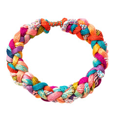 Vibrant Woven Anklet with Chunky Textured Fibers in Colorful Bracelet with Knot Isolated on Transparent Background
