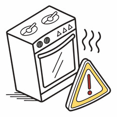 Hot stovetop oven warning sign illustration