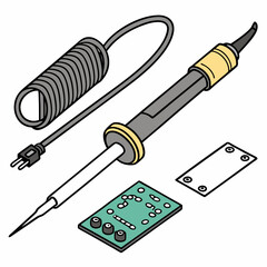 Soldering iron kit with circuit board and components