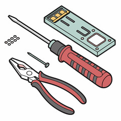 Repair kit tools screwdriver pliers computer part