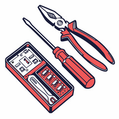 Professional toolkit illustration isolated on white background