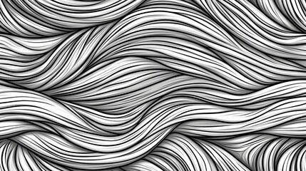 Obraz premium Abstract Black White Wavy Lines Seamless Pattern Texture Background
