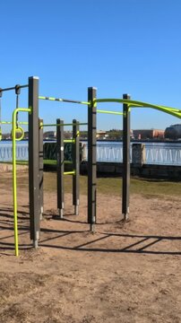 Panorama Kipsala Riga: Outdoor Workout Park with City and Water View