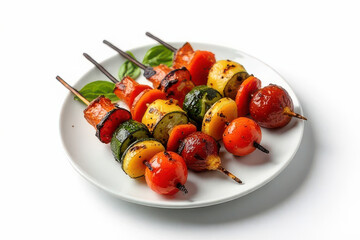 Tempting Grilled Veggie Skewers: Minimalist Food Photography Style with Moody Low Key Radiance