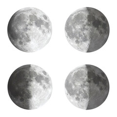 Moon phases isolated on transparent background