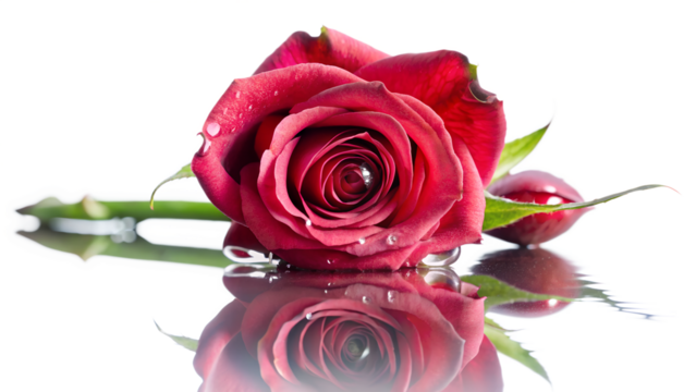 Rose With A Dewdrop Reflection on transparent background