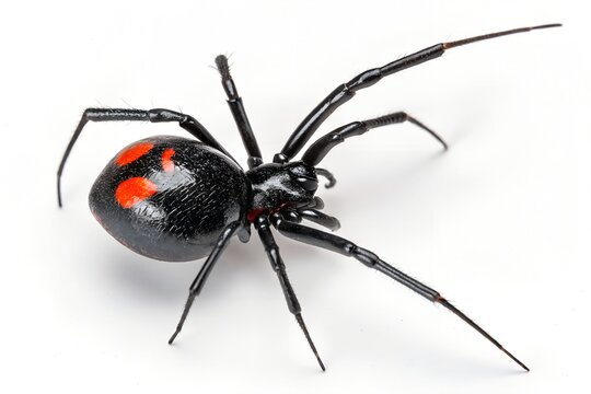 Redback spider close up isolated on white background