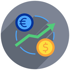 Currency Rate rounded flat color, mini illustration icon. use for modern concept, print, UI, UX kit, web and app development. Vector related to sales, logistic and ecommerce